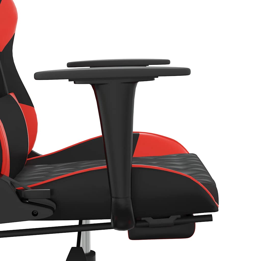 gamingstol m. massagefunktion og fodstøtte kunstlæder sort rød
