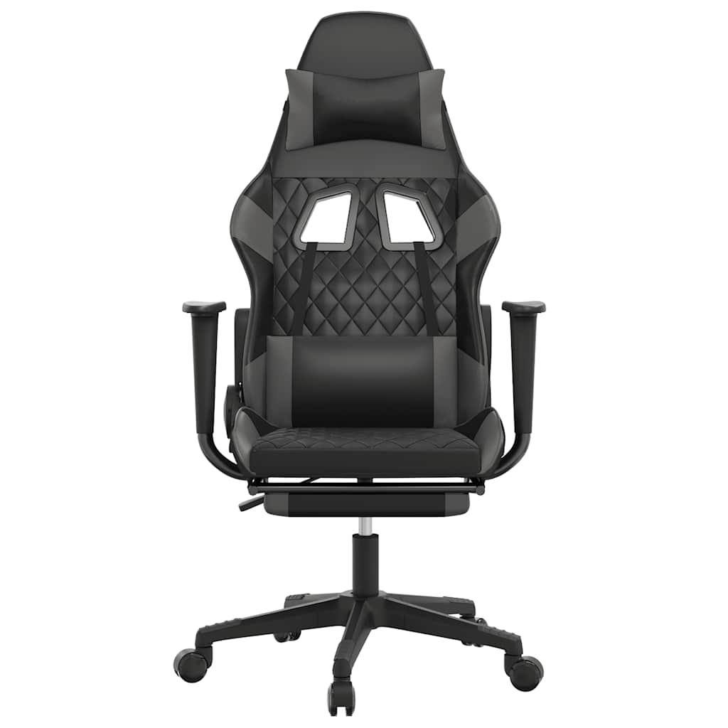 gamingstol m. massagefunktion og fodstøtte kunstlæder sort grå