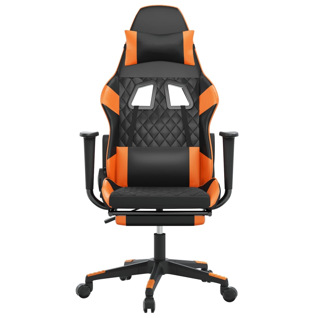 gamingstol m. massage og fodstøtte kunstlæder sort og orange