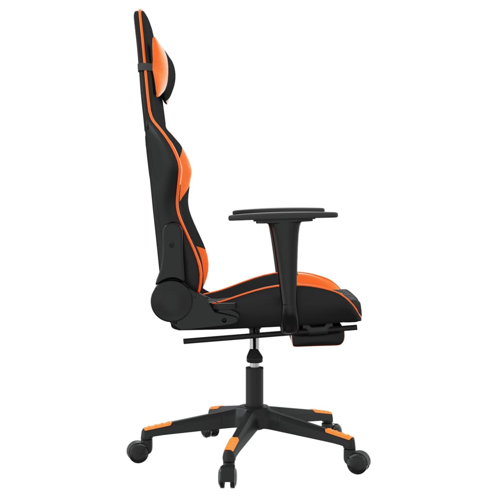 gamingstol m. massage og fodstøtte kunstlæder sort og orange