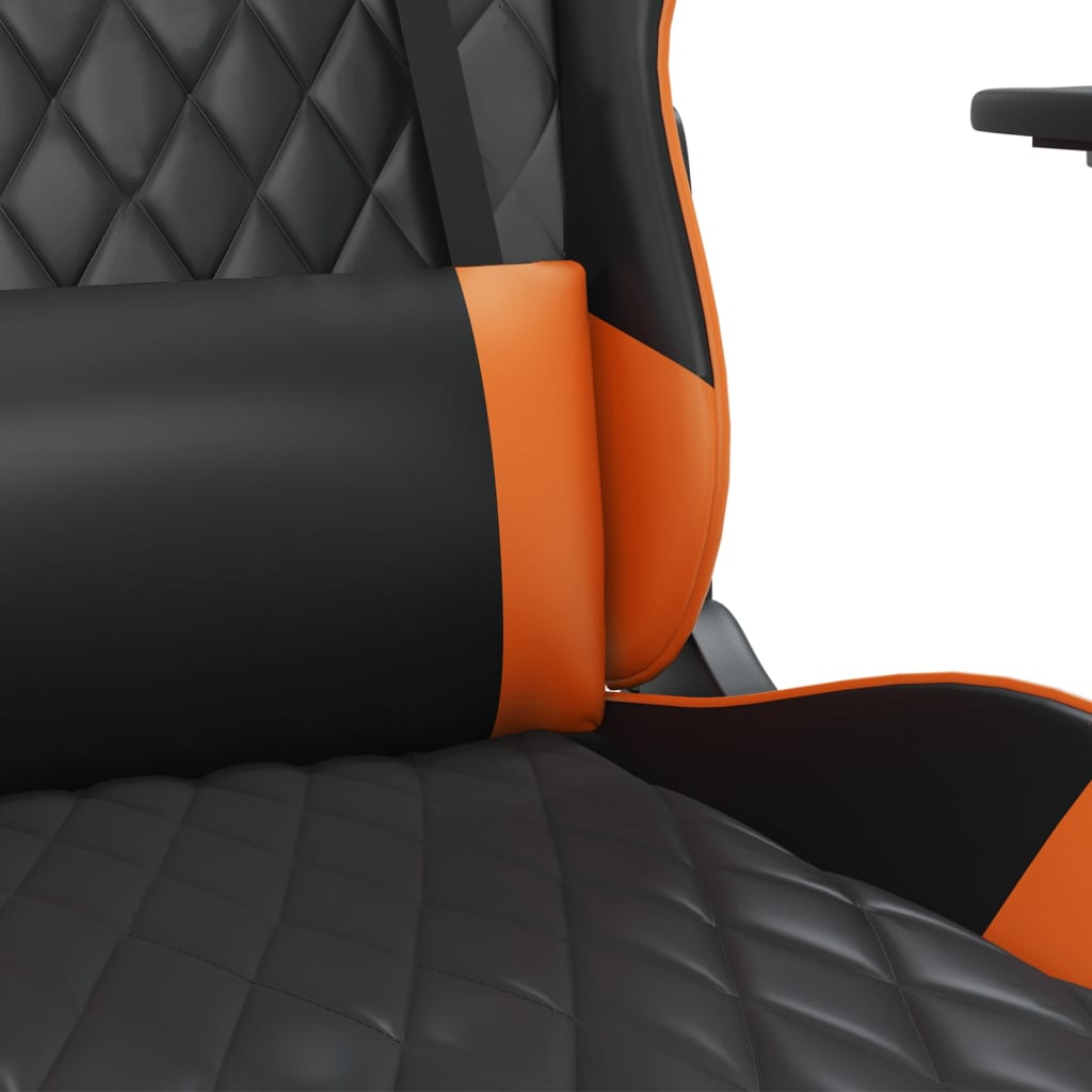 gamingstol m. massage og fodstøtte kunstlæder sort og orange