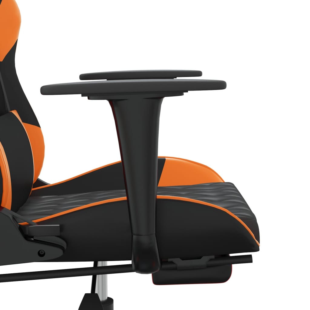 gamingstol m. massage og fodstøtte kunstlæder sort og orange