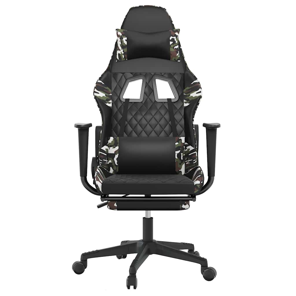 gamingstol m. massage og fodstøtte kunstlæder sort camouflage
