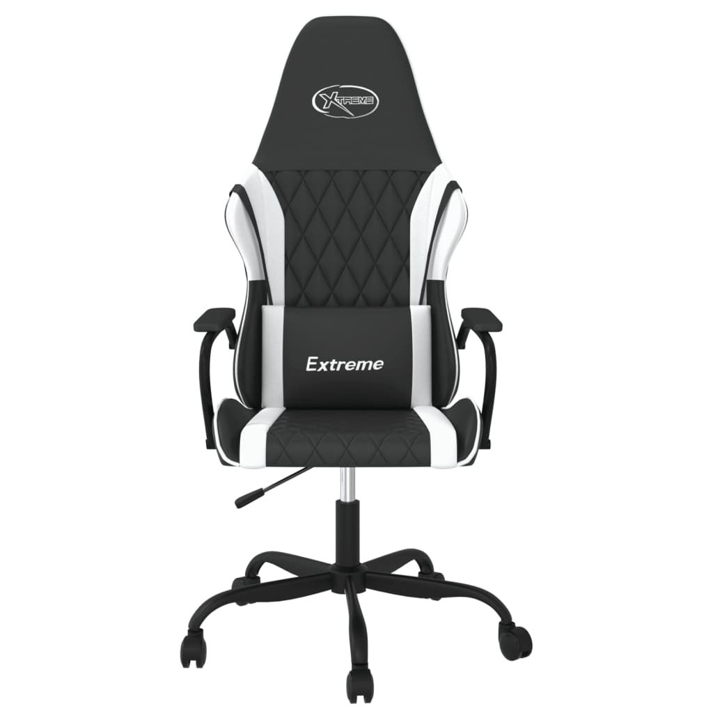 gamingstol med massagefunktion kunstlæder sort og hvid