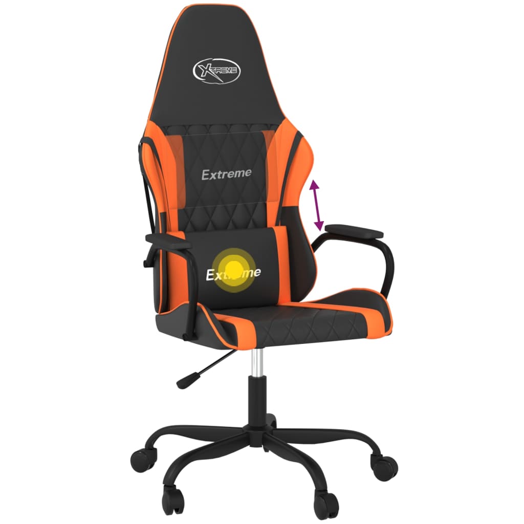 gamingstol m. massagefunktion kunstlæder sort og orange