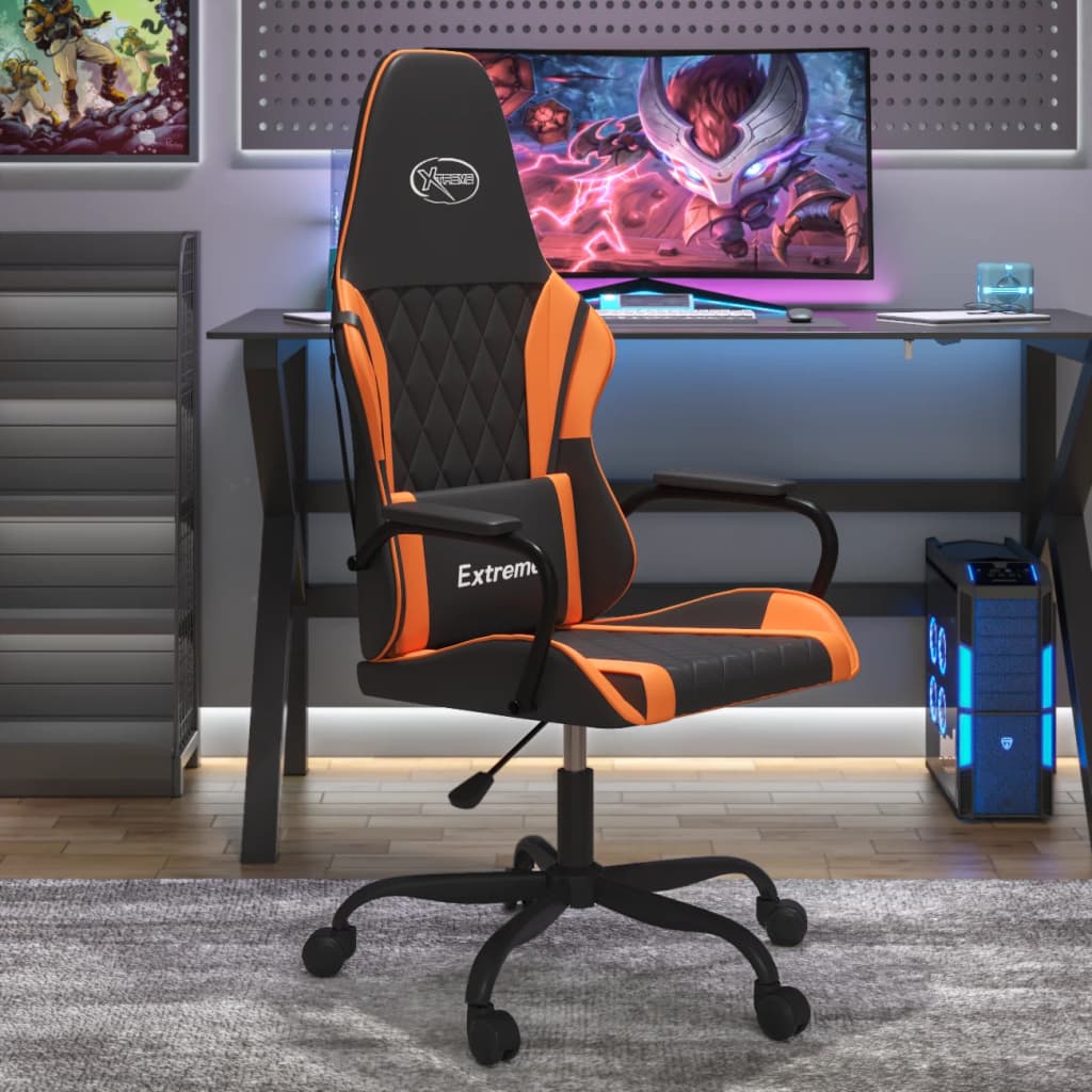 gamingstol m. massagefunktion kunstlæder sort og orange