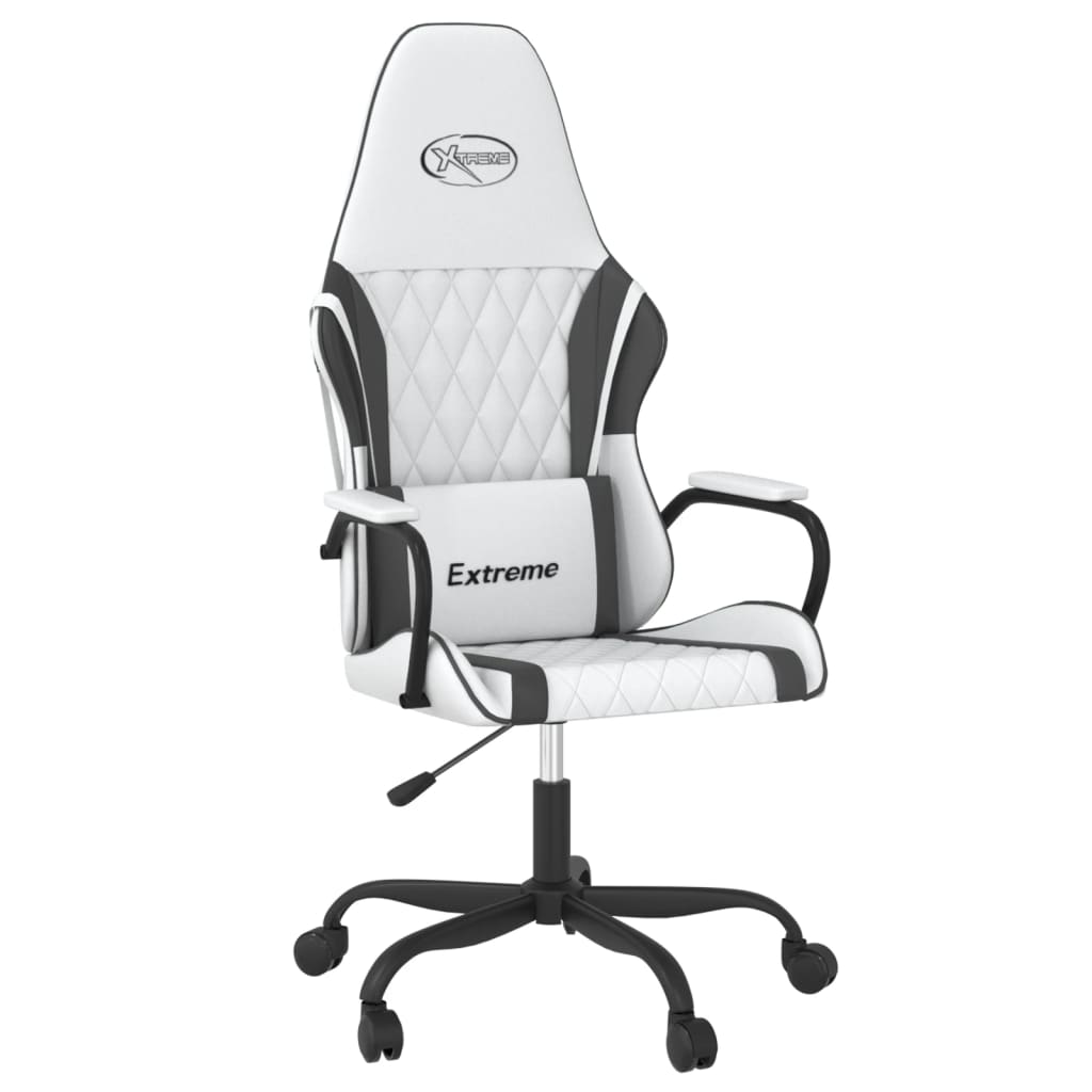 gamingstol m. massagefunktion kunstlæder hvid og sort