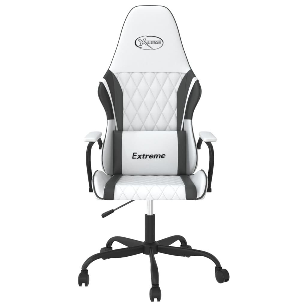gamingstol m. massagefunktion kunstlæder hvid og sort