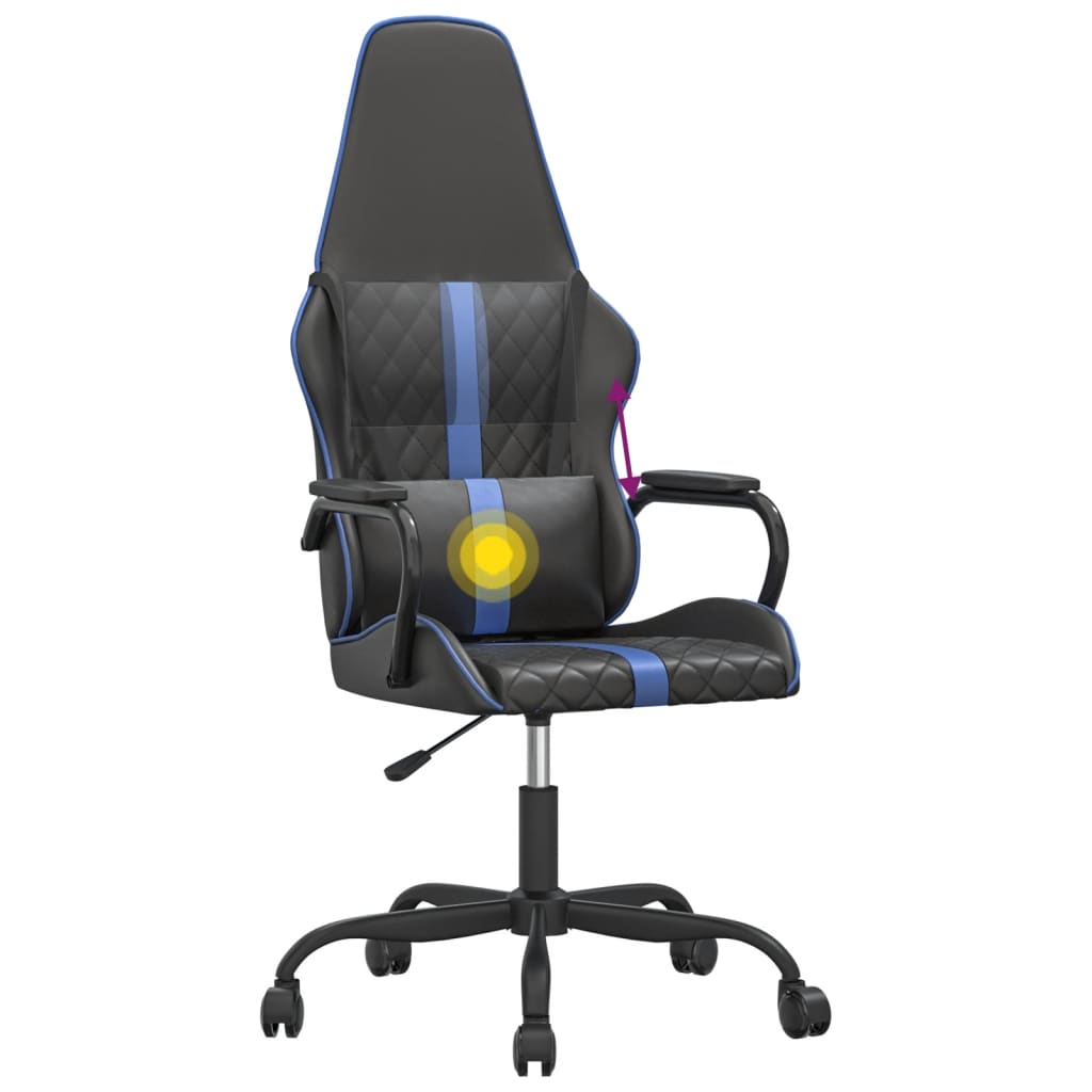 gamingstol m. massagefunktion kunstlæder sort og blå