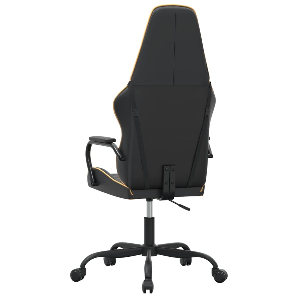 gamingstol m. massagefunktion kunstlæder sort + guldfarvet