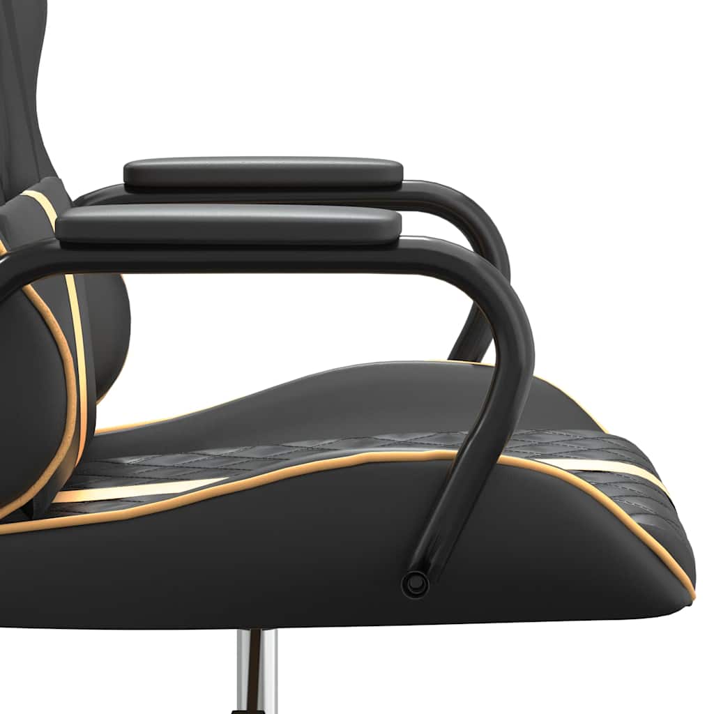 gamingstol m. massagefunktion kunstlæder sort + guldfarvet