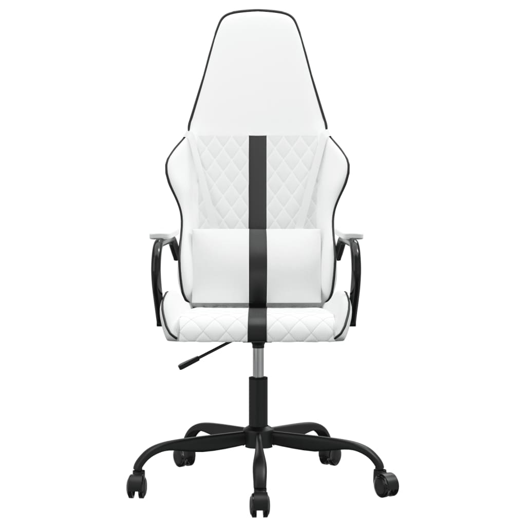 gamingstol med massagefunktion kunstlæder sort og hvid