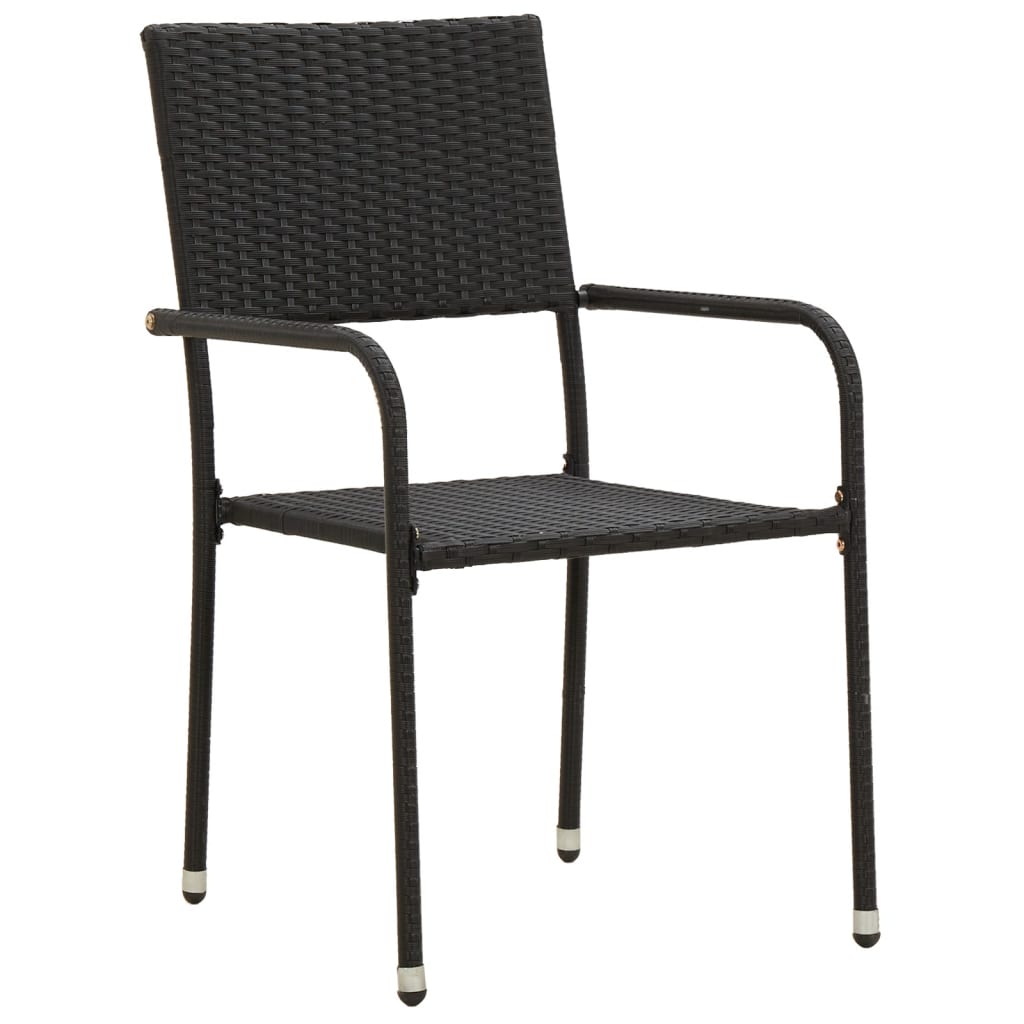 spisebordssæt til haven 7 dele polyrattan sort
