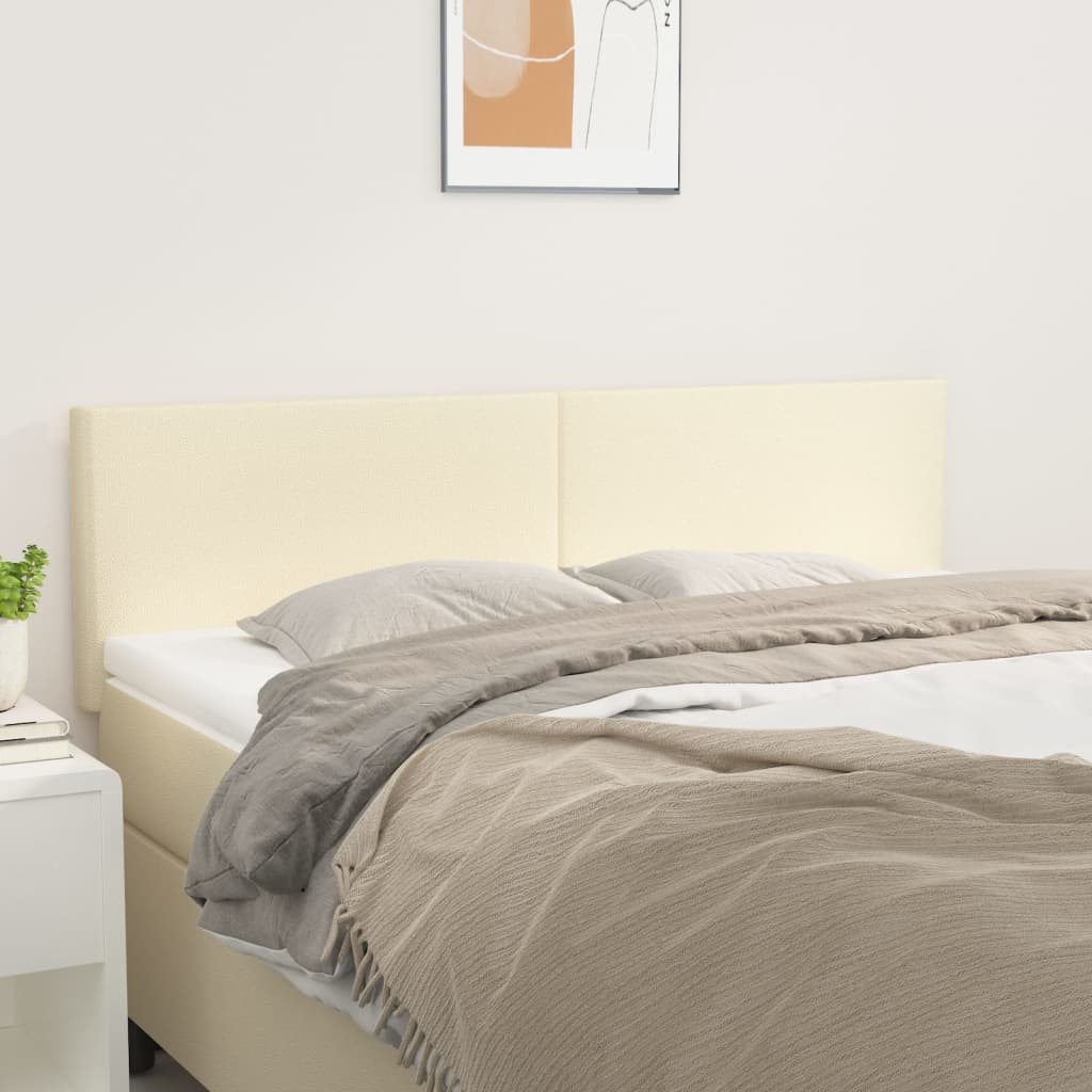 sengegavle 144x5x78/88 cm kunstlæder cremefarvet