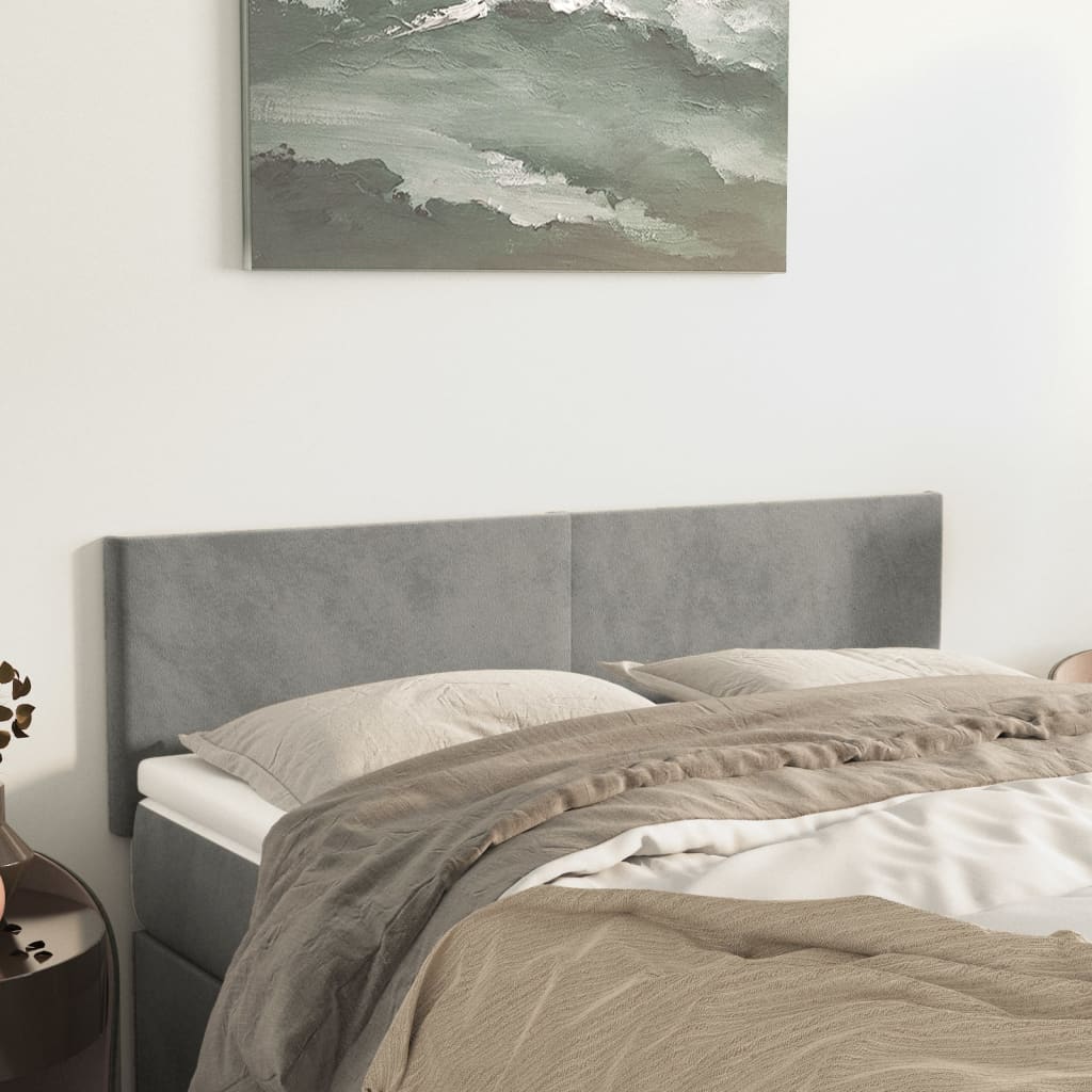 sengegavle 144x5x78/88 cm fløjl lysegrå