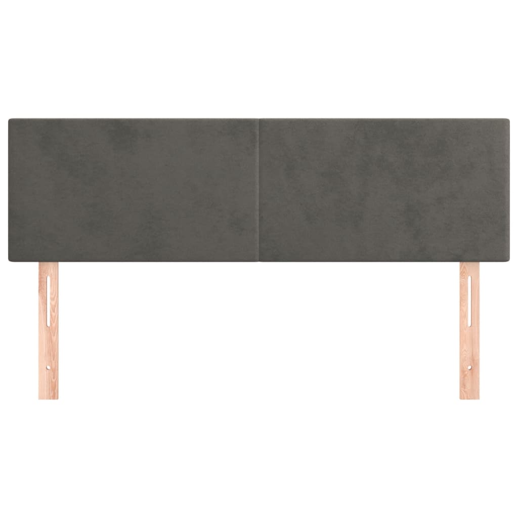 sengegavle 144x5x78/88 cm fløjl mørkegrå