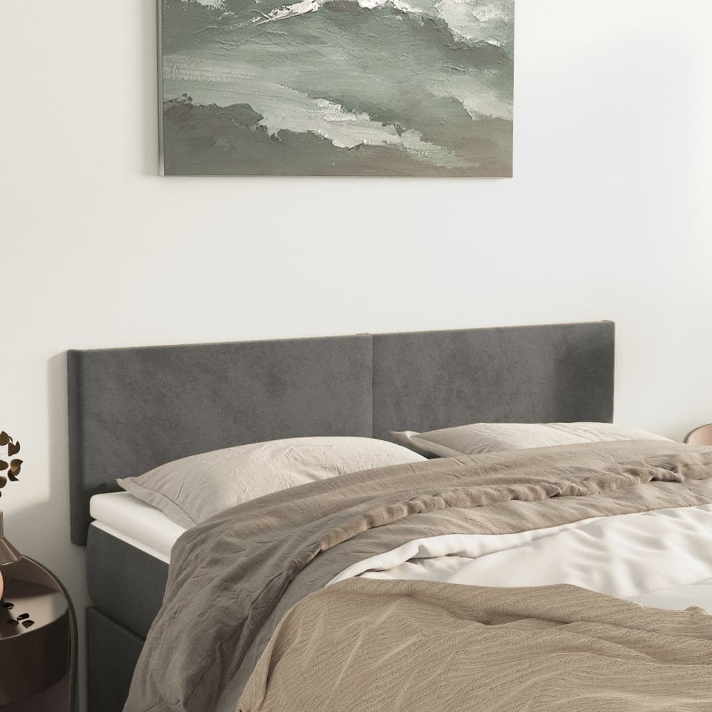sengegavle 144x5x78/88 cm fløjl mørkegrå