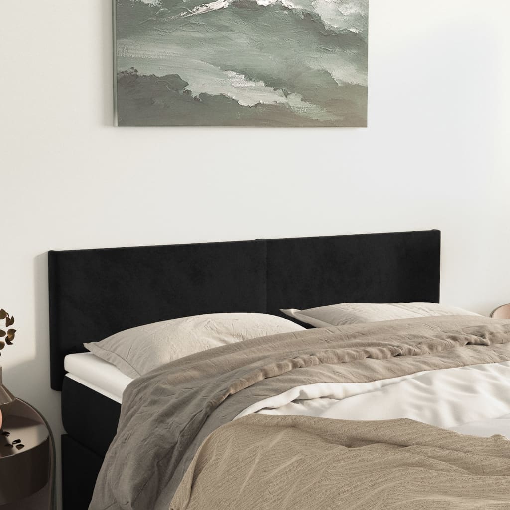 sengegavle 144x5x78/88 cm fløjl sort