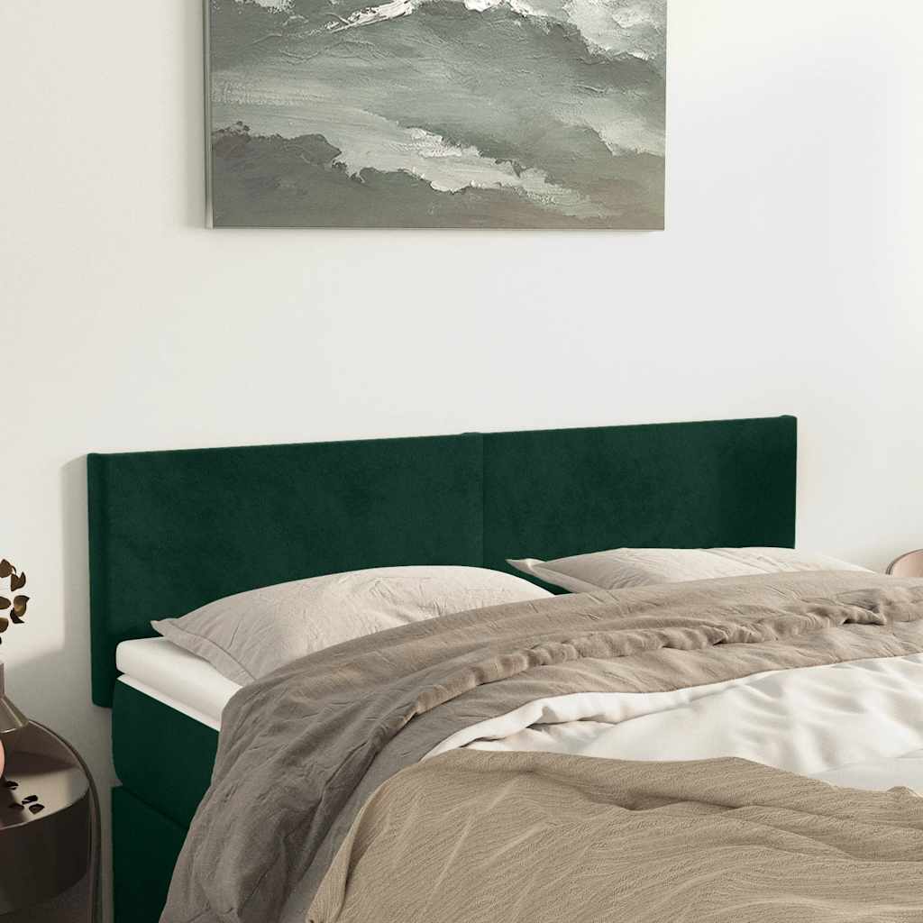 sengegavle 144x5x78/88 cm fløjl mørkegrøn