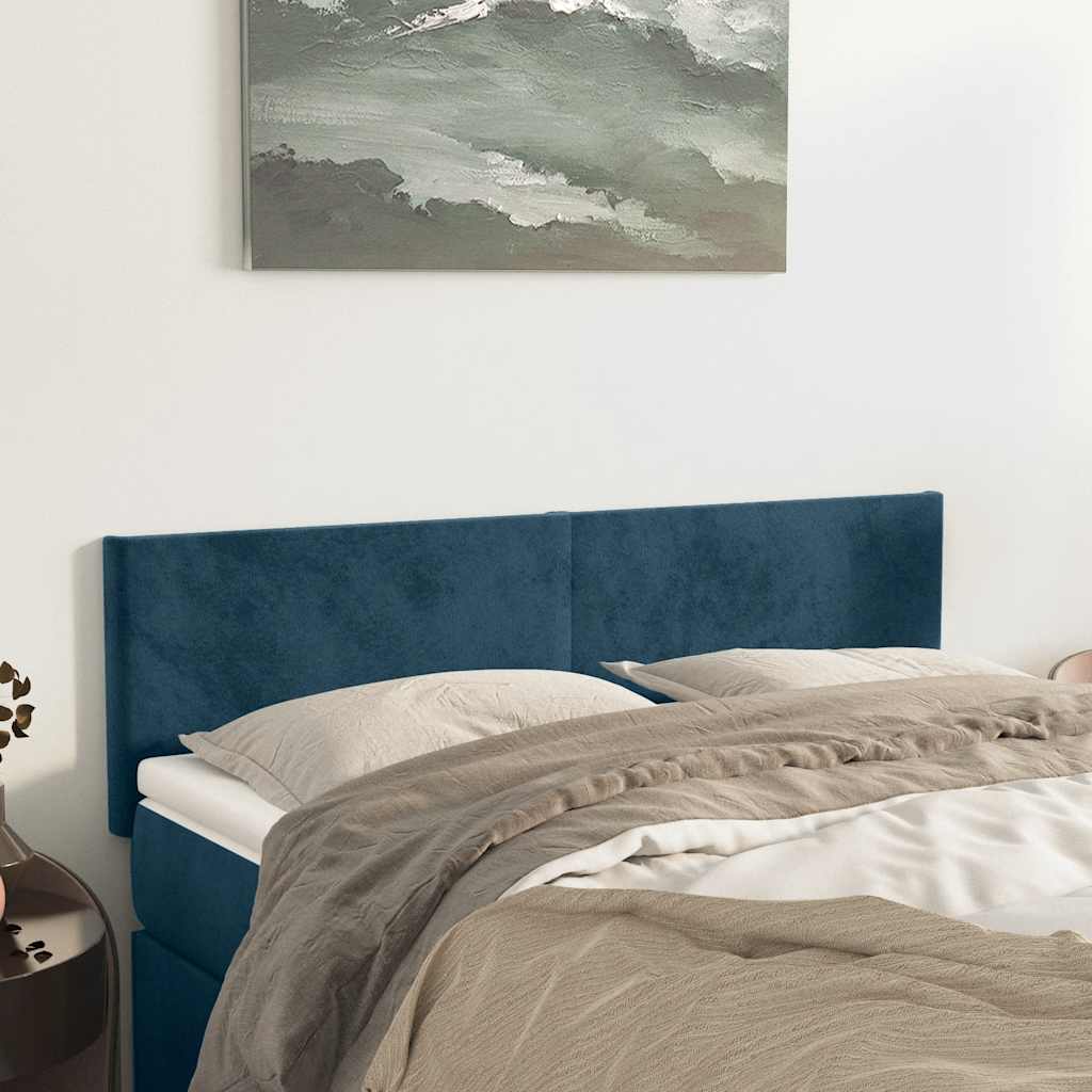 sengegavle 144x5x78/88 cm fløjl mørkeblå