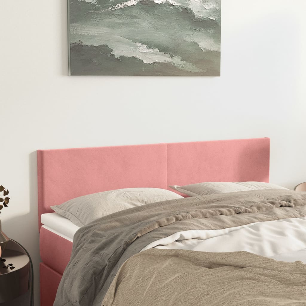 sengegavle 144x5x78/88 cm fløjl lyserød