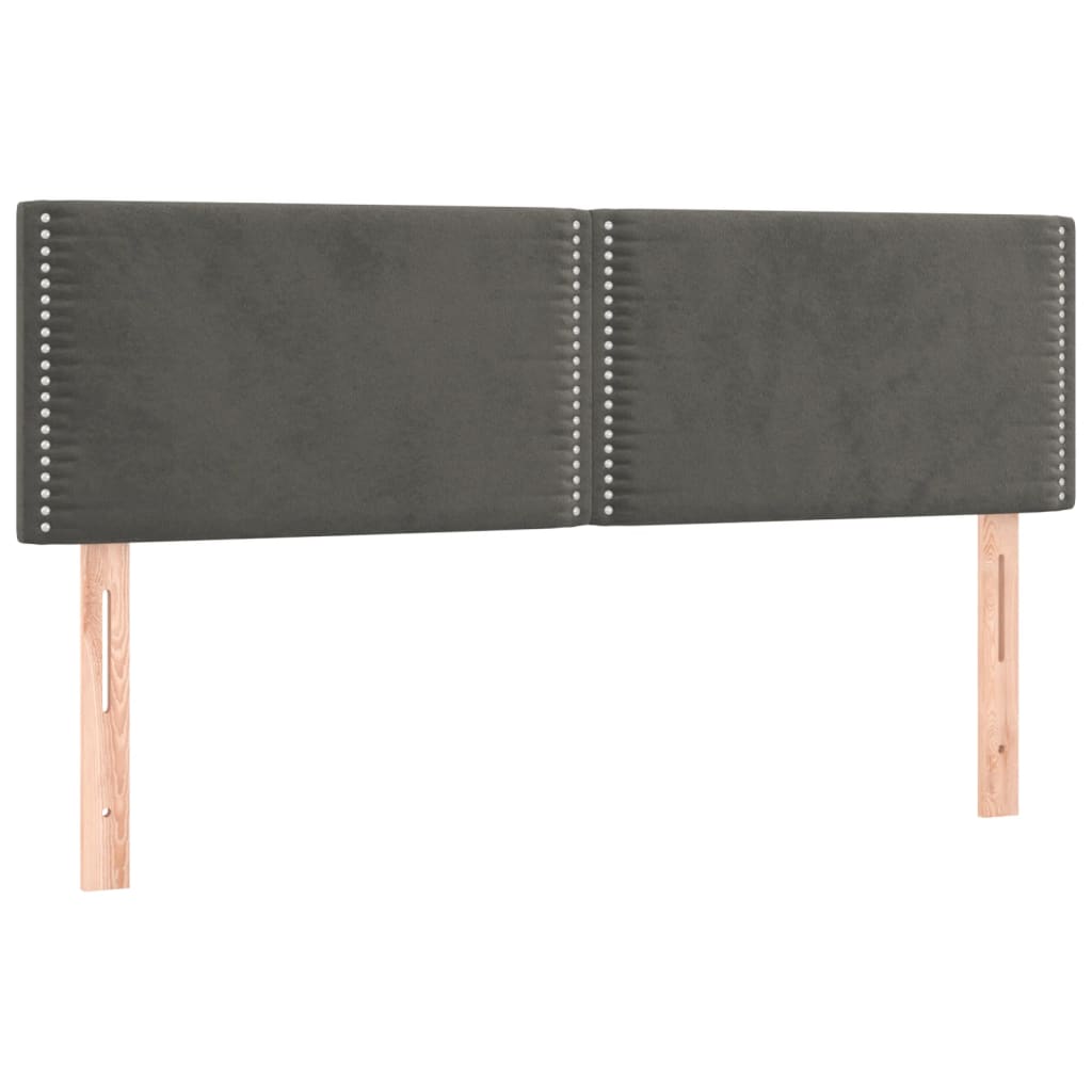 sengegavle 144x5x78/88 cm fløjl mørkegrå