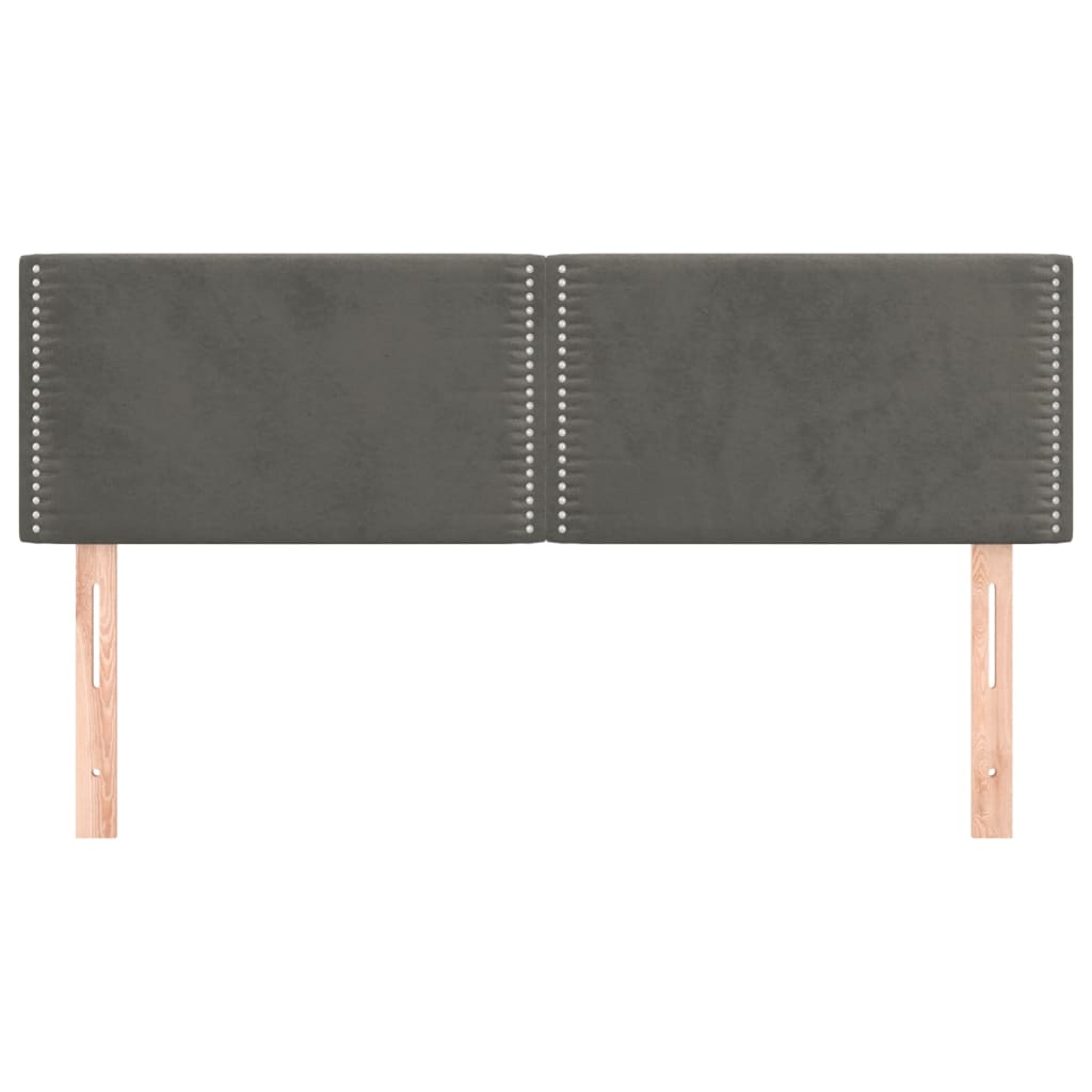 sengegavle 144x5x78/88 cm fløjl mørkegrå