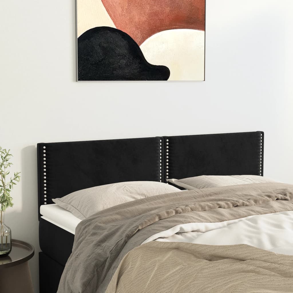 sengegavle 144x5x78/88 cm fløjl sort
