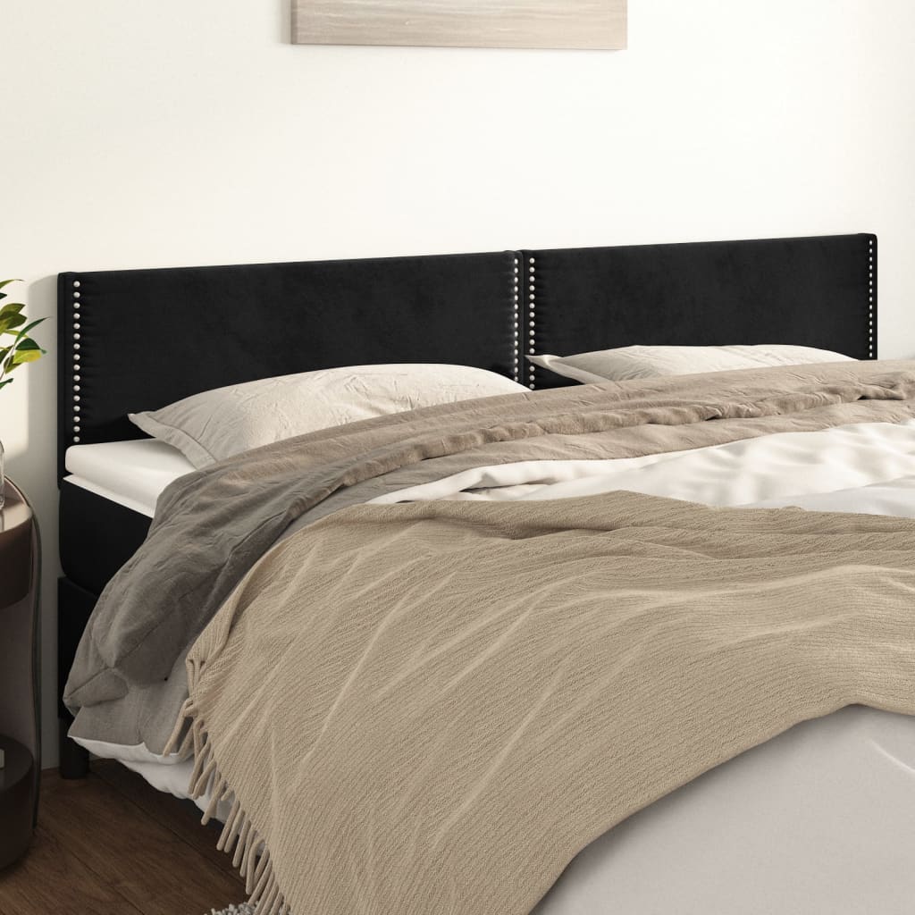sengegavle 200x5x78/88 cm fløjl sort