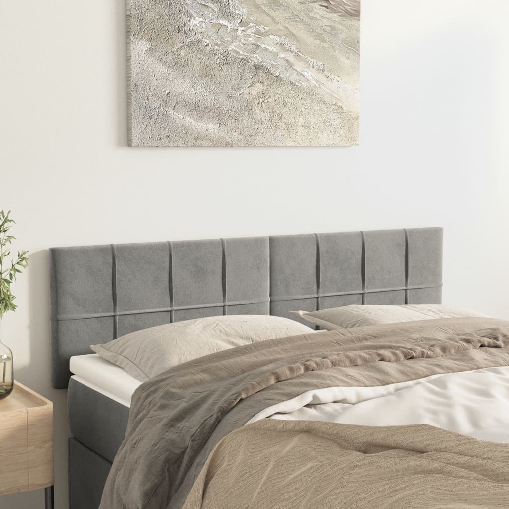 sengegavle 144x5x78/88 cm fløjl lysegrå