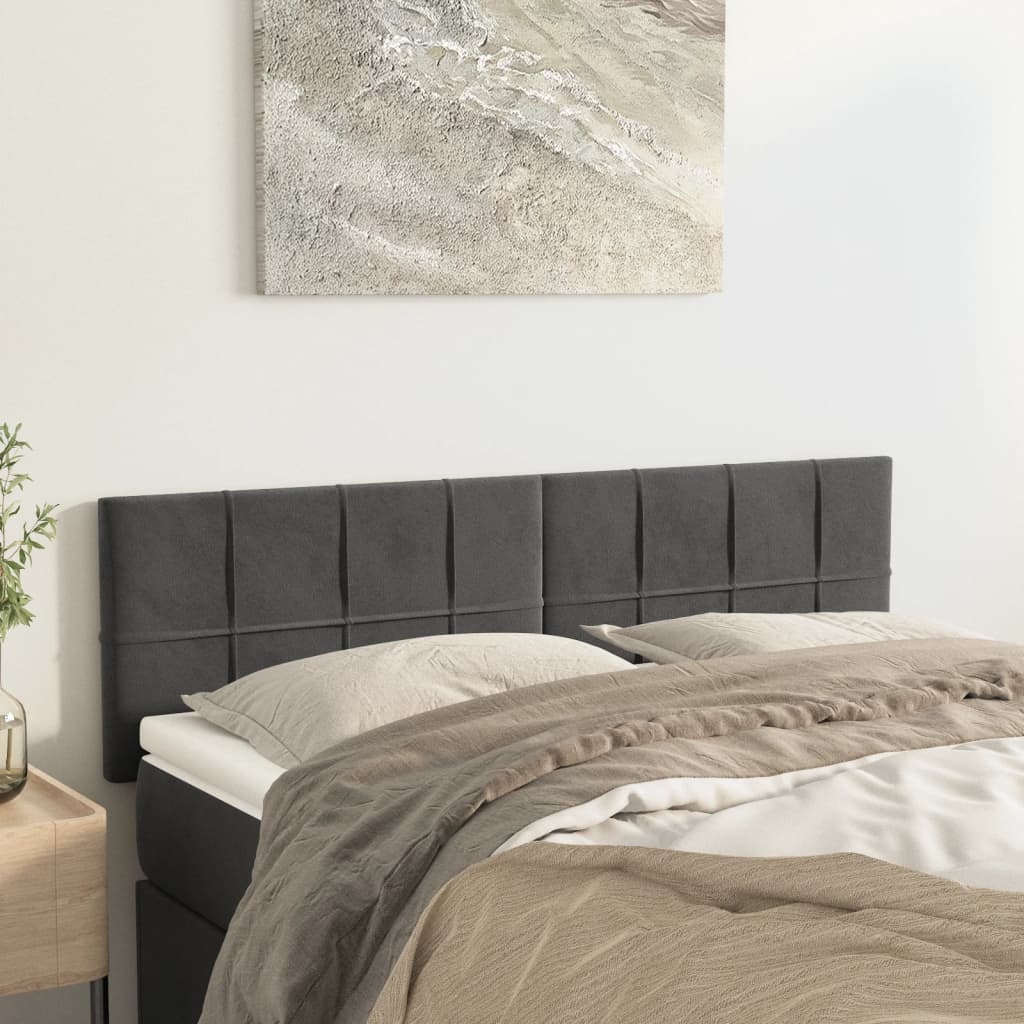 sengegavle 144x5x78/88 cm fløjl mørkegrå