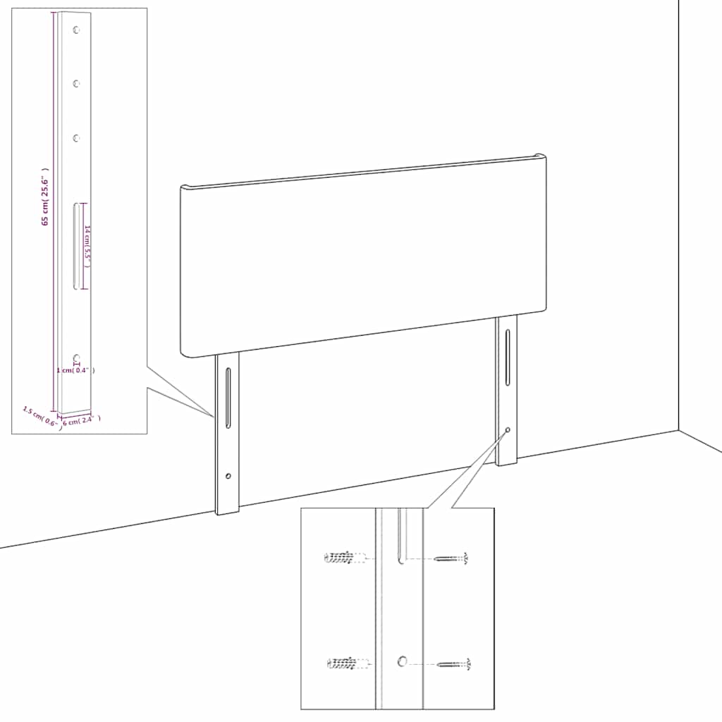 sengegavl 80x5x78/88 cm stof sort
