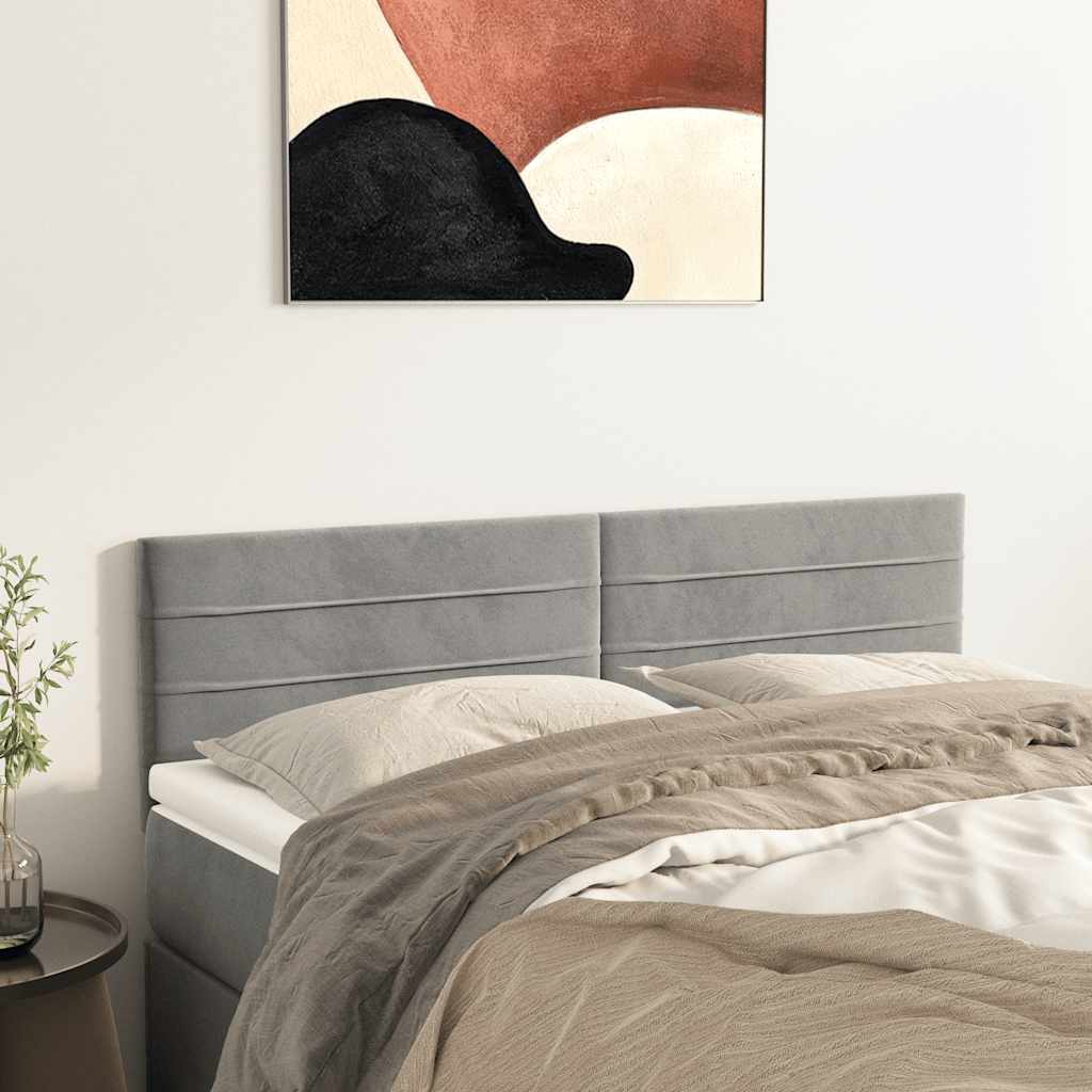 sengegavle 144x5x78/88 cm fløjl lysegrå