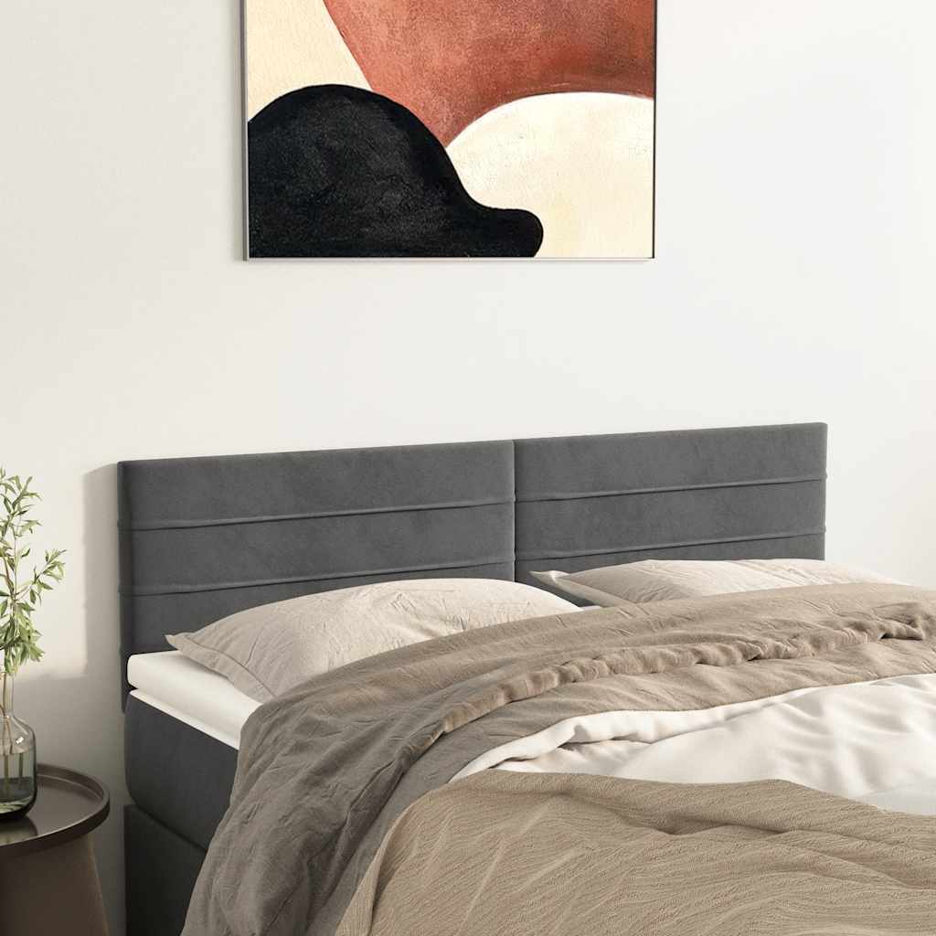 sengegavle 144x5x78/88 cm fløjl mørkegrå