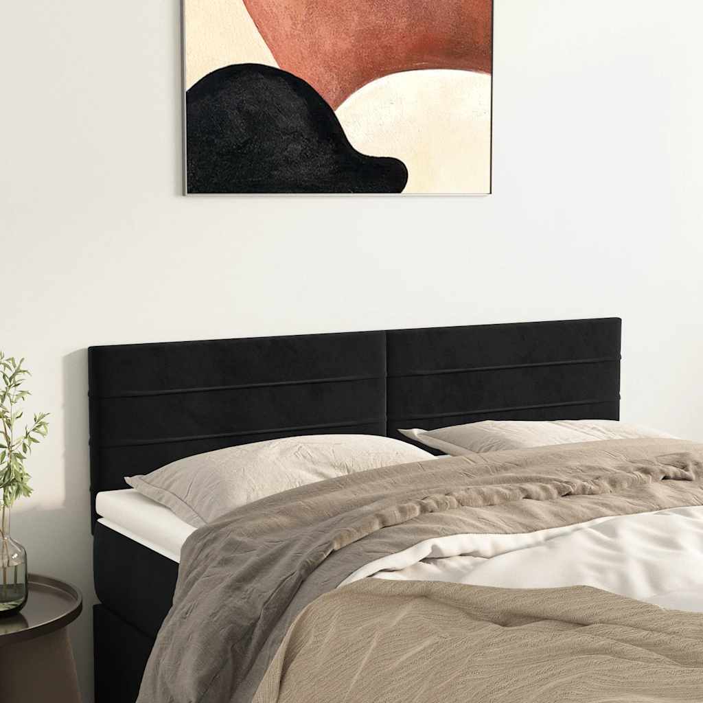 sengegavle 144x5x78/88 cm fløjl sort