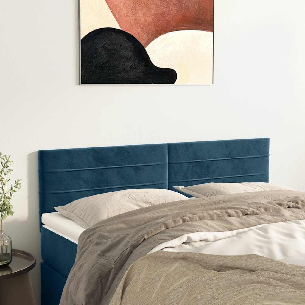 sengegavle 144x5x78/88 cm fløjl mørkeblå