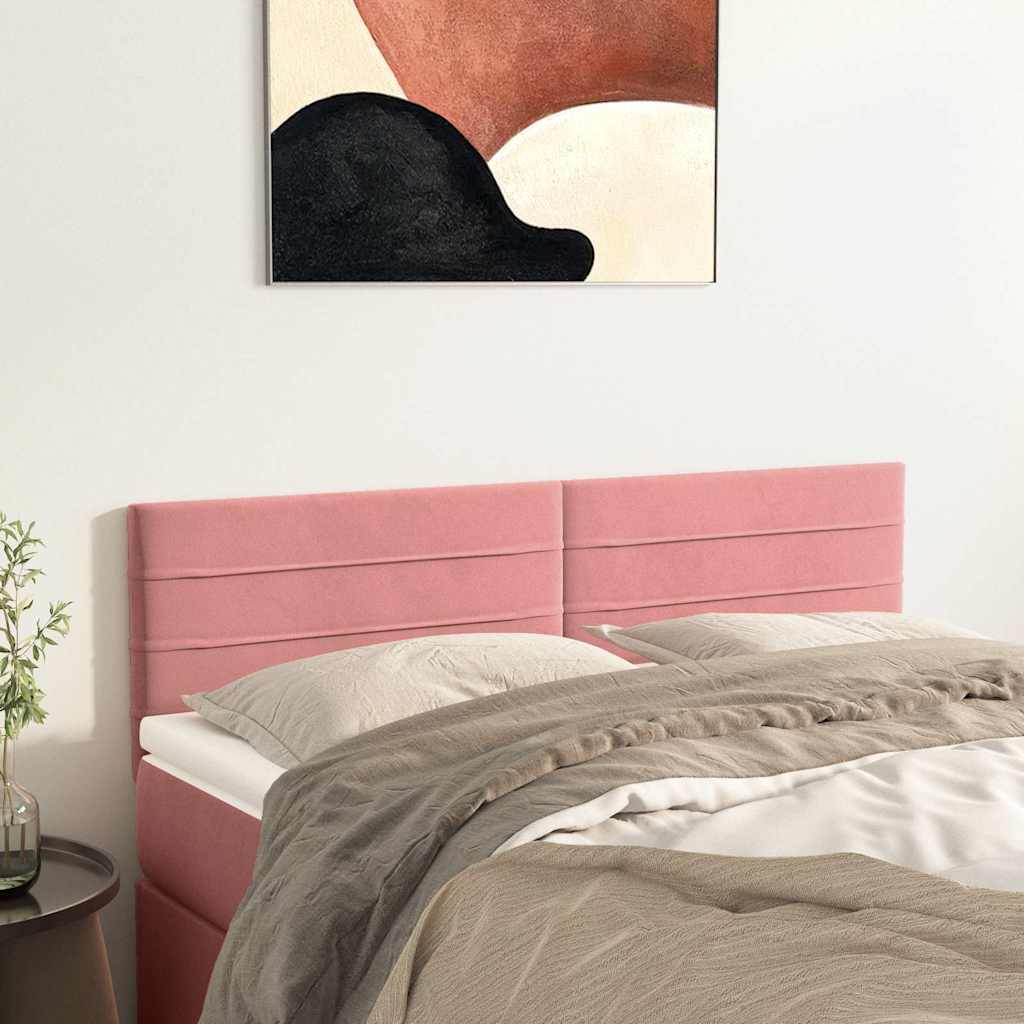 sengegavle 144x5x78/88 cm fløjl lyserød
