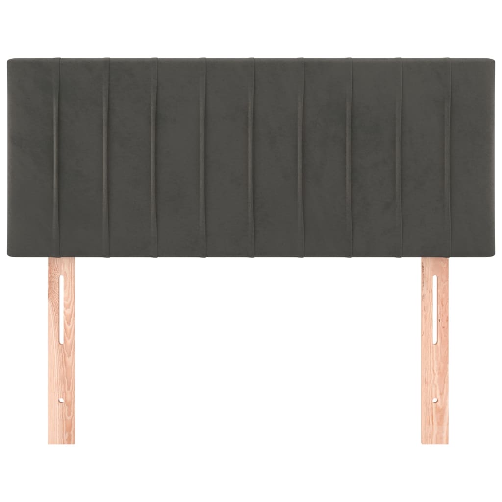 sengegavl 80x5x78/88 cm fløjl mørkegrå