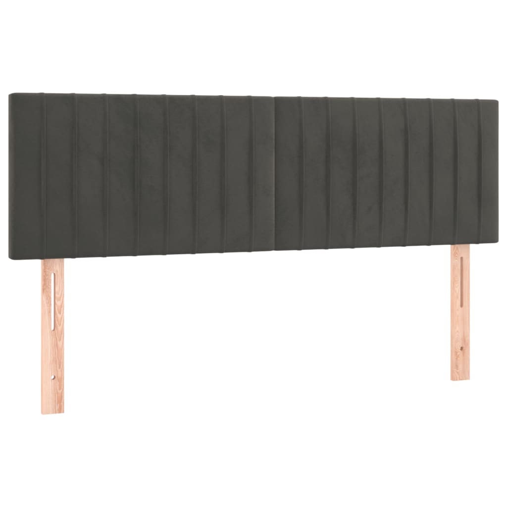 sengegavle 144x5x78/88 cm fløjl mørkegrå