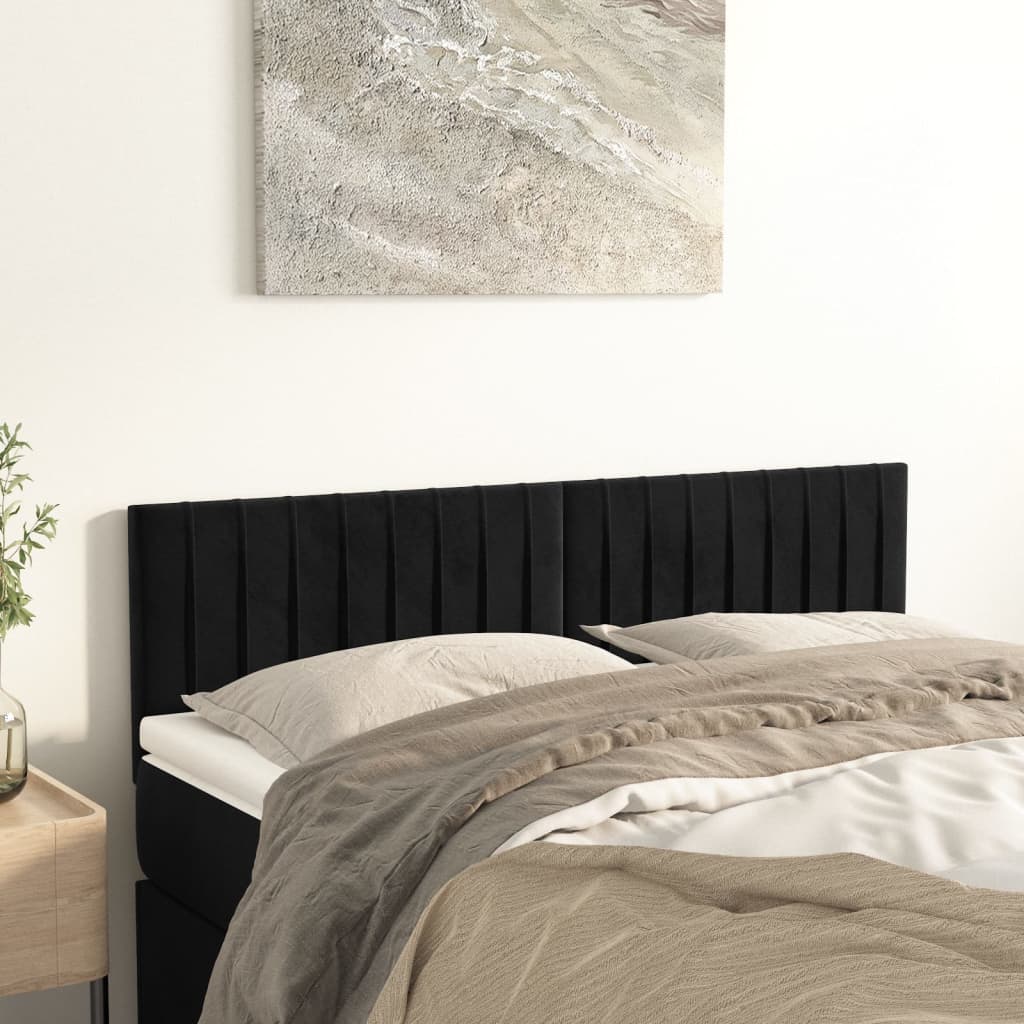 sengegavle 144x5x78/88 cm fløjl sort