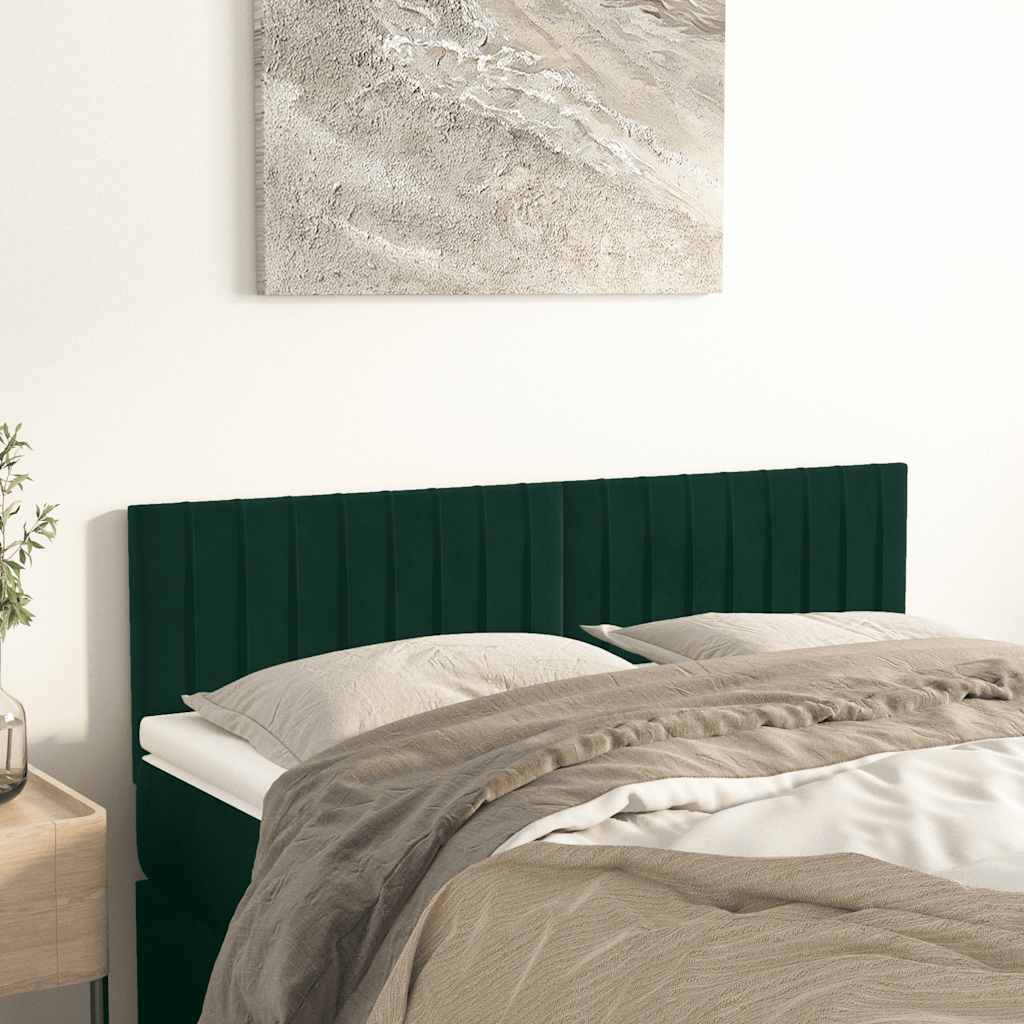 sengegavle 144x5x78/88 cm fløjl mørkegrøn