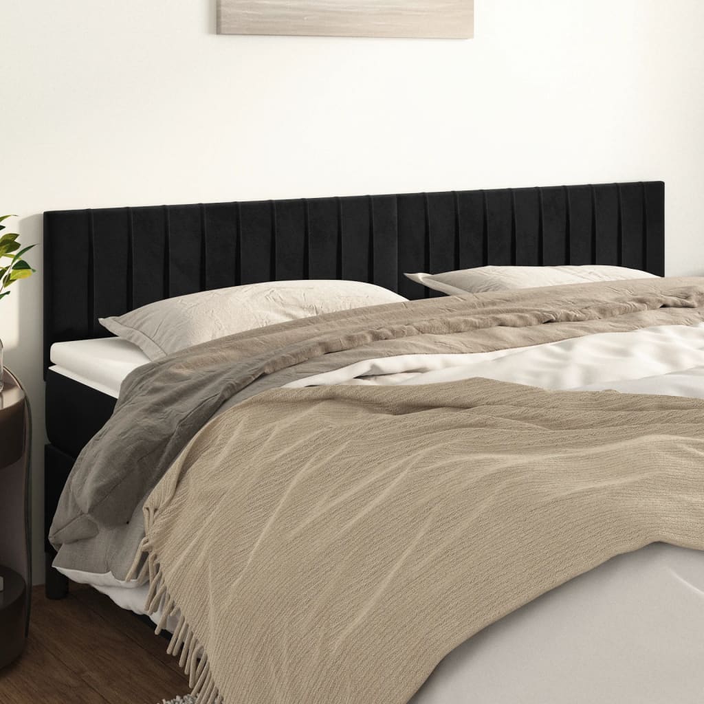 sengegavle 200x5x78/88 cm fløjl sort