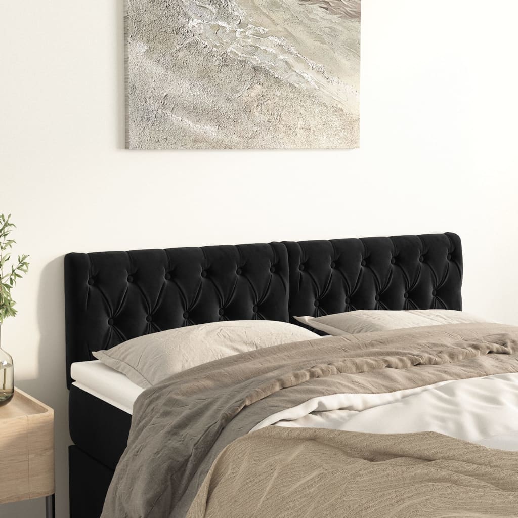sengegavle 144x7x78/88 cm fløjl sort