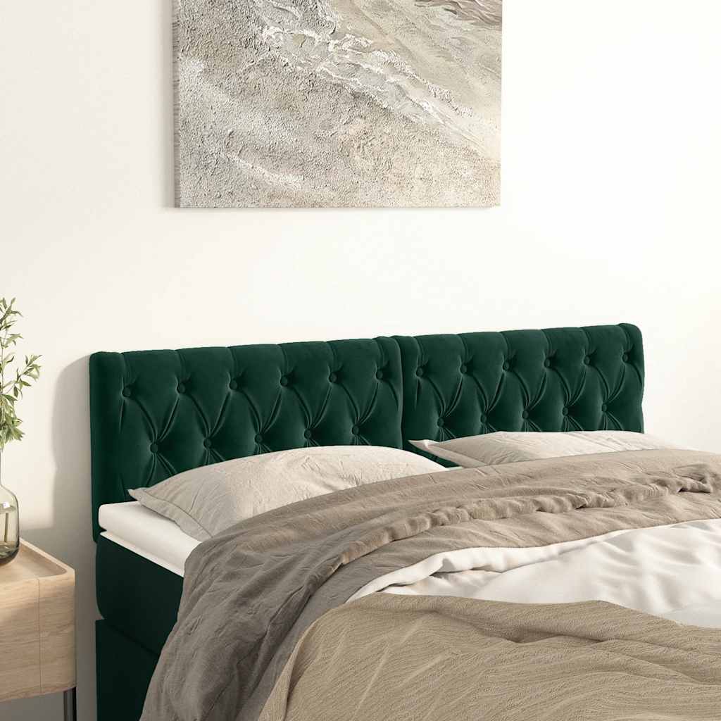 sengegavle 144x7x78/88 cm fløjl mørkegrøn