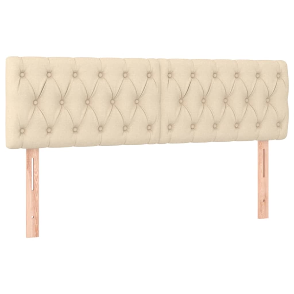 sengegavle 160x7x78/88 cm stof cremefarvet