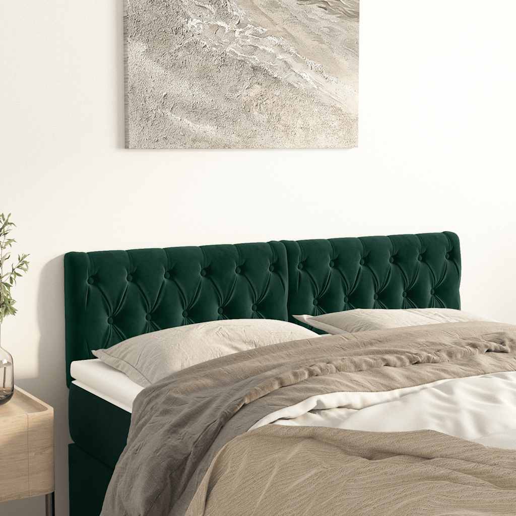 sengegavle 160x7x78/88 cm fløjl mørkegrøn