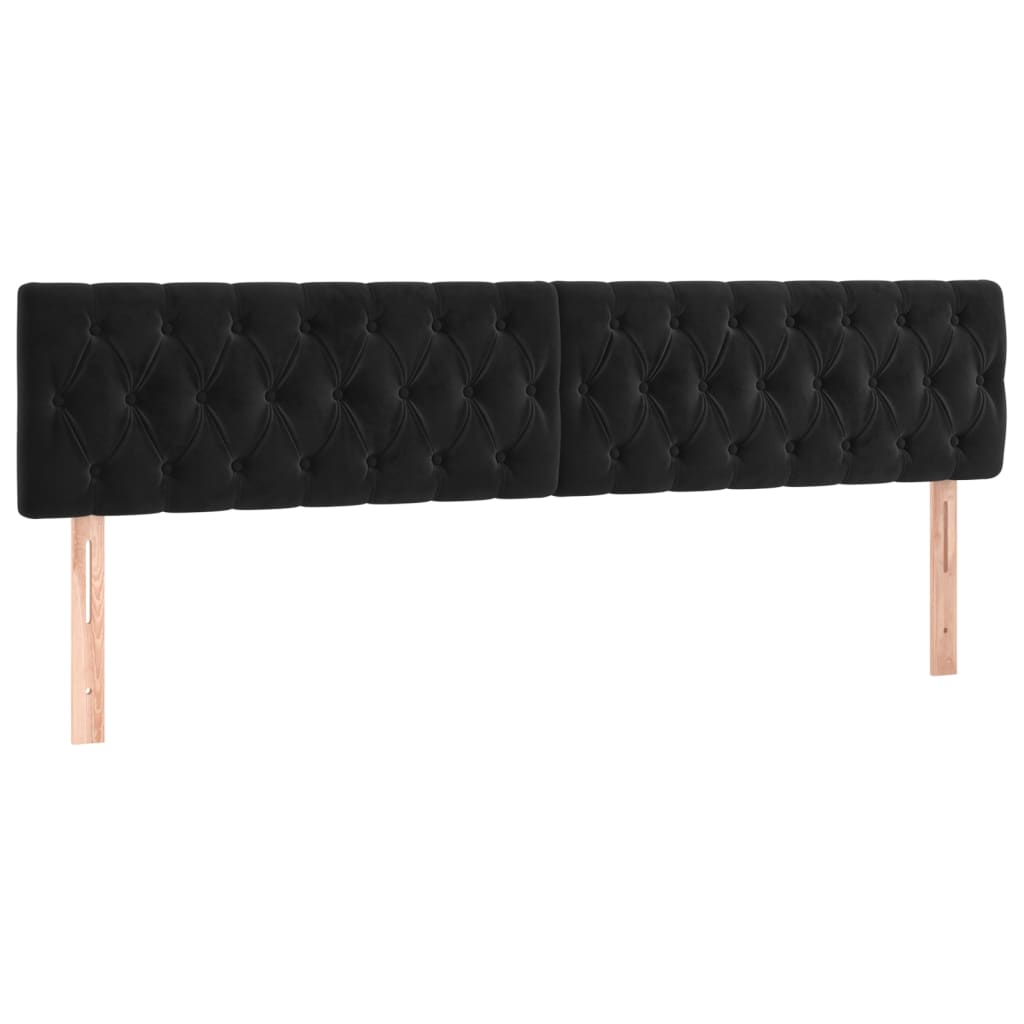 sengegavle 200x7x78/88 cm fløjl sort