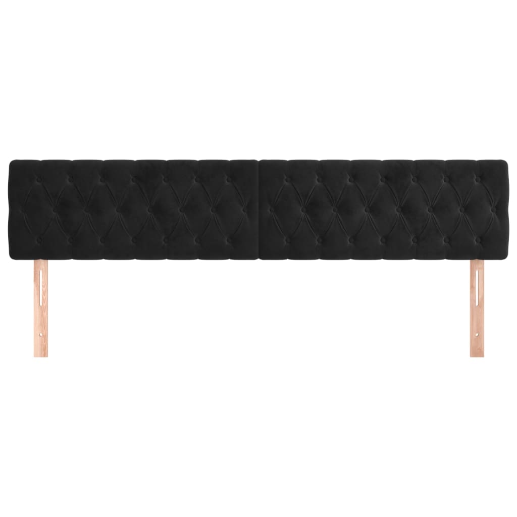 sengegavle 200x7x78/88 cm fløjl sort