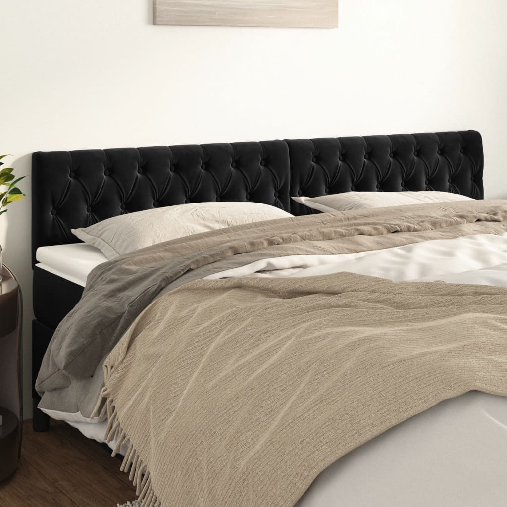 sengegavle 200x7x78/88 cm fløjl sort