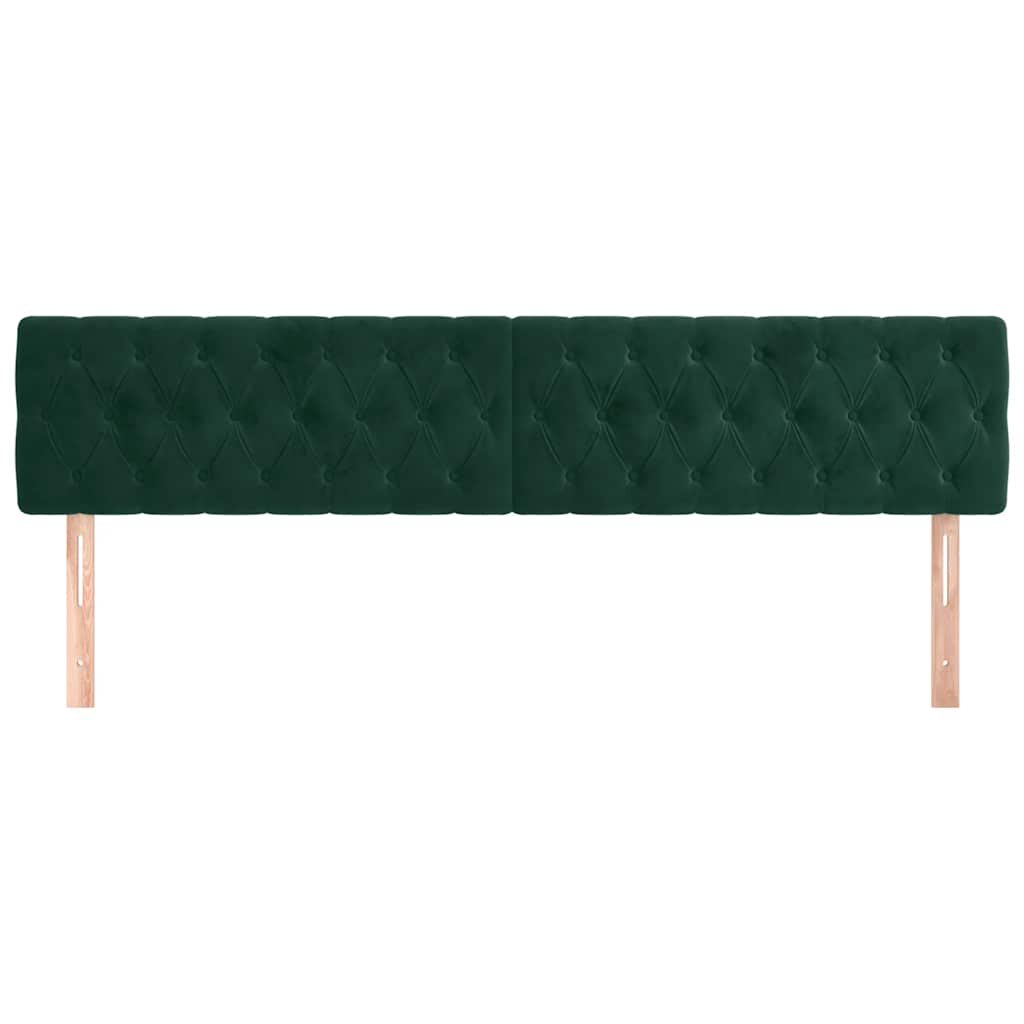 sengegavle 200x7x78/88 cm fløjl mørkegrøn